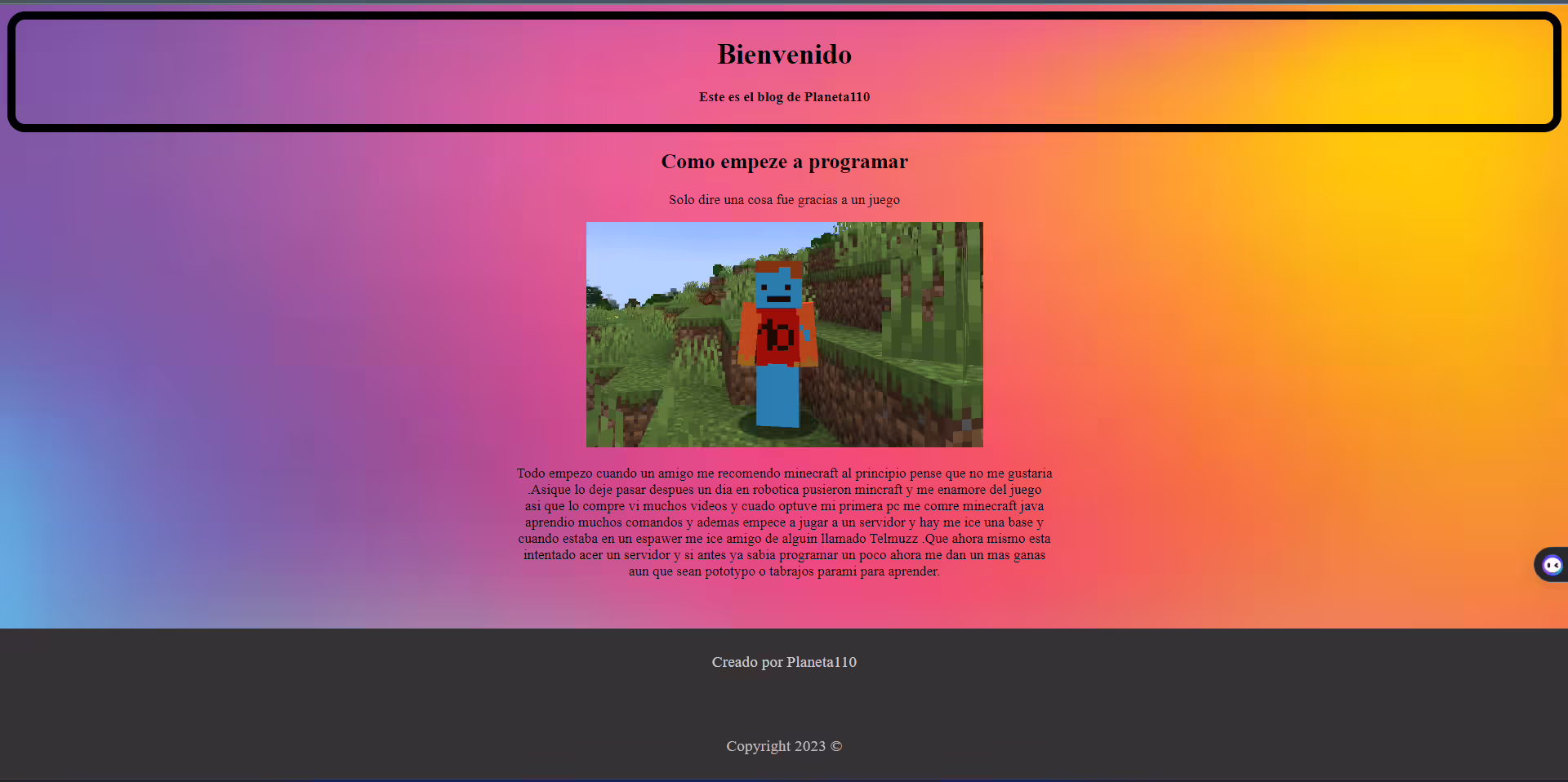 Una imagen que muestra como es el blog